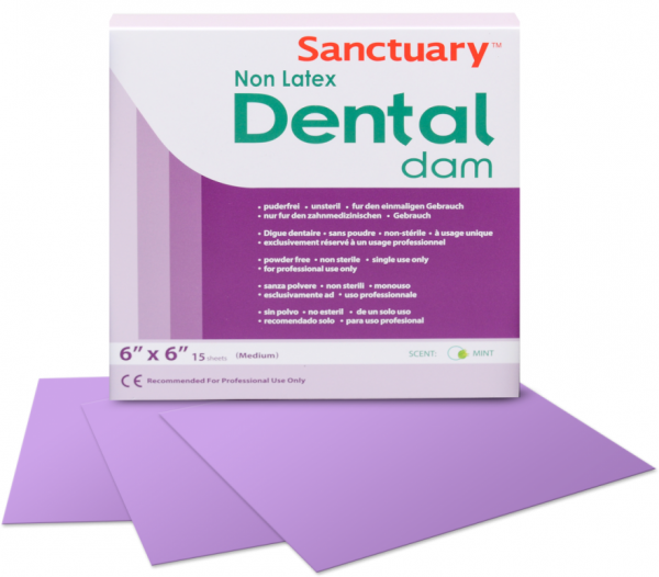 Sanctuary Non-Latex Dental Dams - листы без латекса, фиолетовые, средние 152*152 мм (15 шт.)