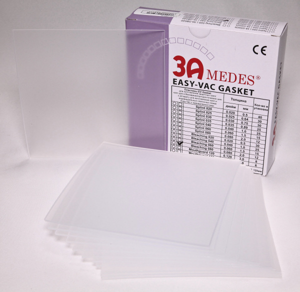 3A MEDES EV Gasket Bleaching 080 - пластины для изготовления капп для отбеливания, квадратные, мягкие, 125*125*2,0 мм (12 шт.)