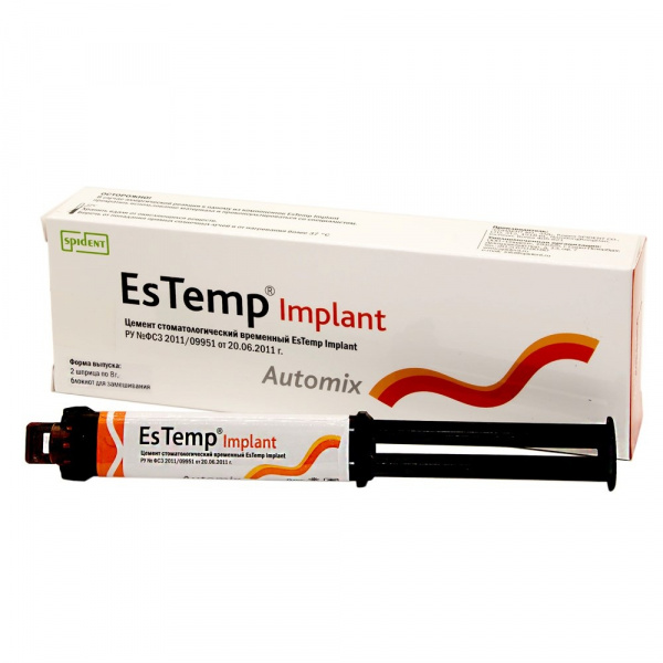 Spident EsTemp Implant - цемент для временной фиксации без эвгенола на имплант (шприц 8 г)