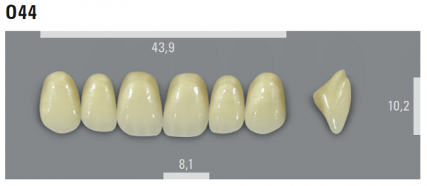 VITA MFT фронтальные верхние зубы, цвет 2M1 (D2), размер O44, 6 шт.