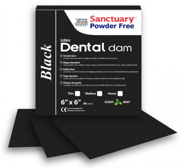 Sanctuary Latex Dental Dams - латексные листы, черные, толстые 152*152*0,22 мм (36 шт.)