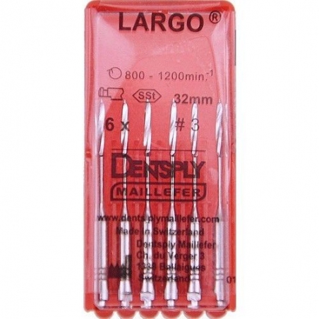 Dentsply Largo 32 мм № 1 - машинные корневые дрильборы с удлиненной раб. частью (6 шт.)